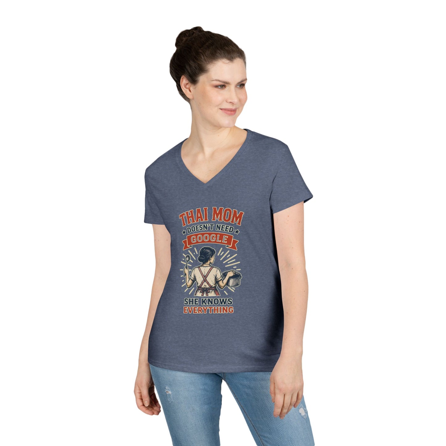 Thai Mom Doesn’t Need Google, She Knows Everything V-Neck Tee