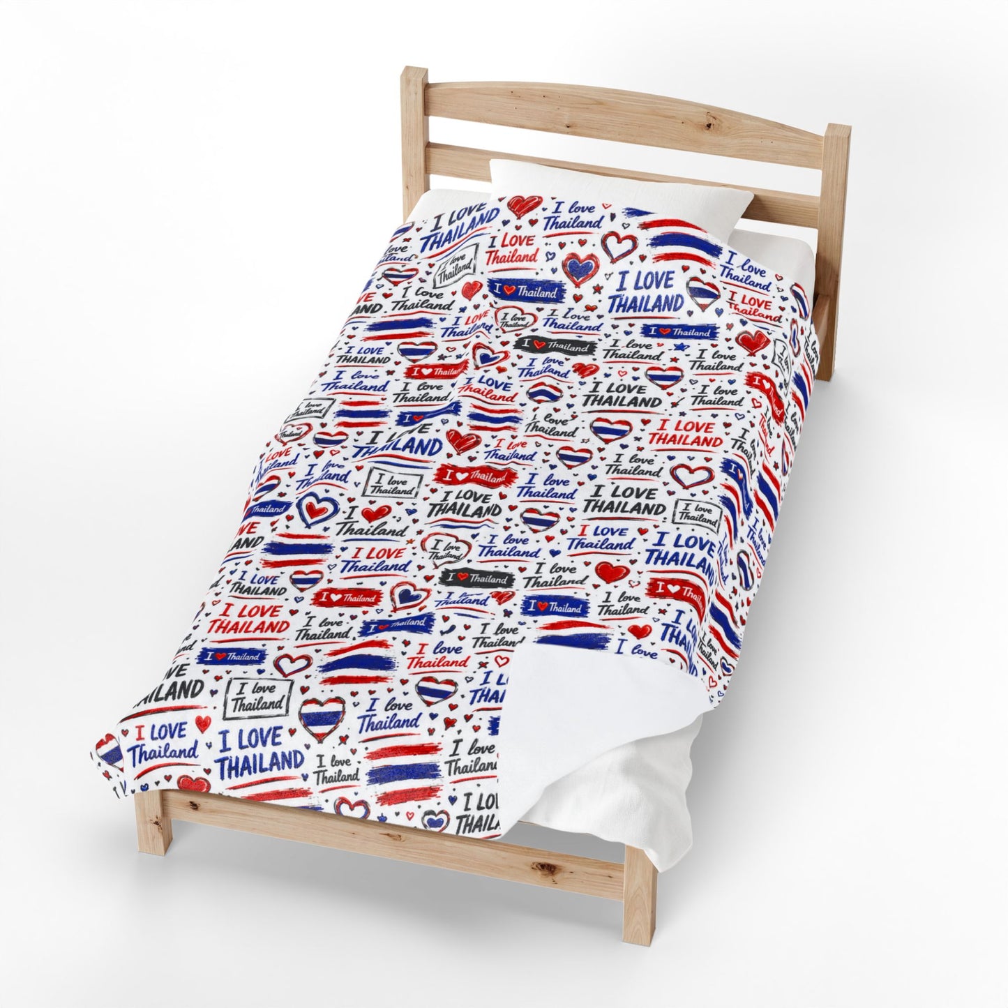 I Love Thailand Velveteen Plush Blanket