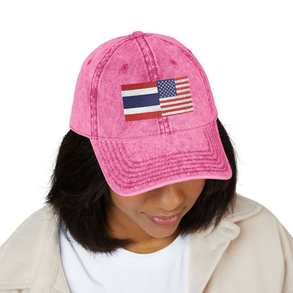 TH+US Flags Vintage Embroidered Baseball Cap