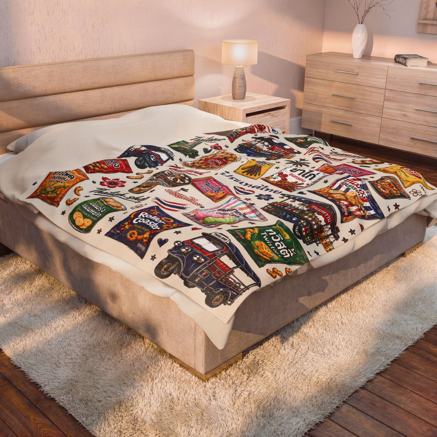 Thai Snacks Velveteen Plush Blanket