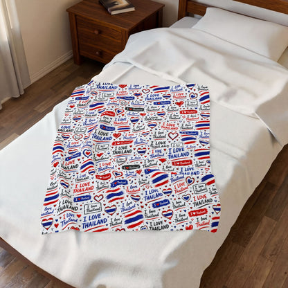 I Love Thailand Velveteen Plush Blanket