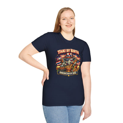 Thai by birth, American by BBQ Unisex Softstyle Tee