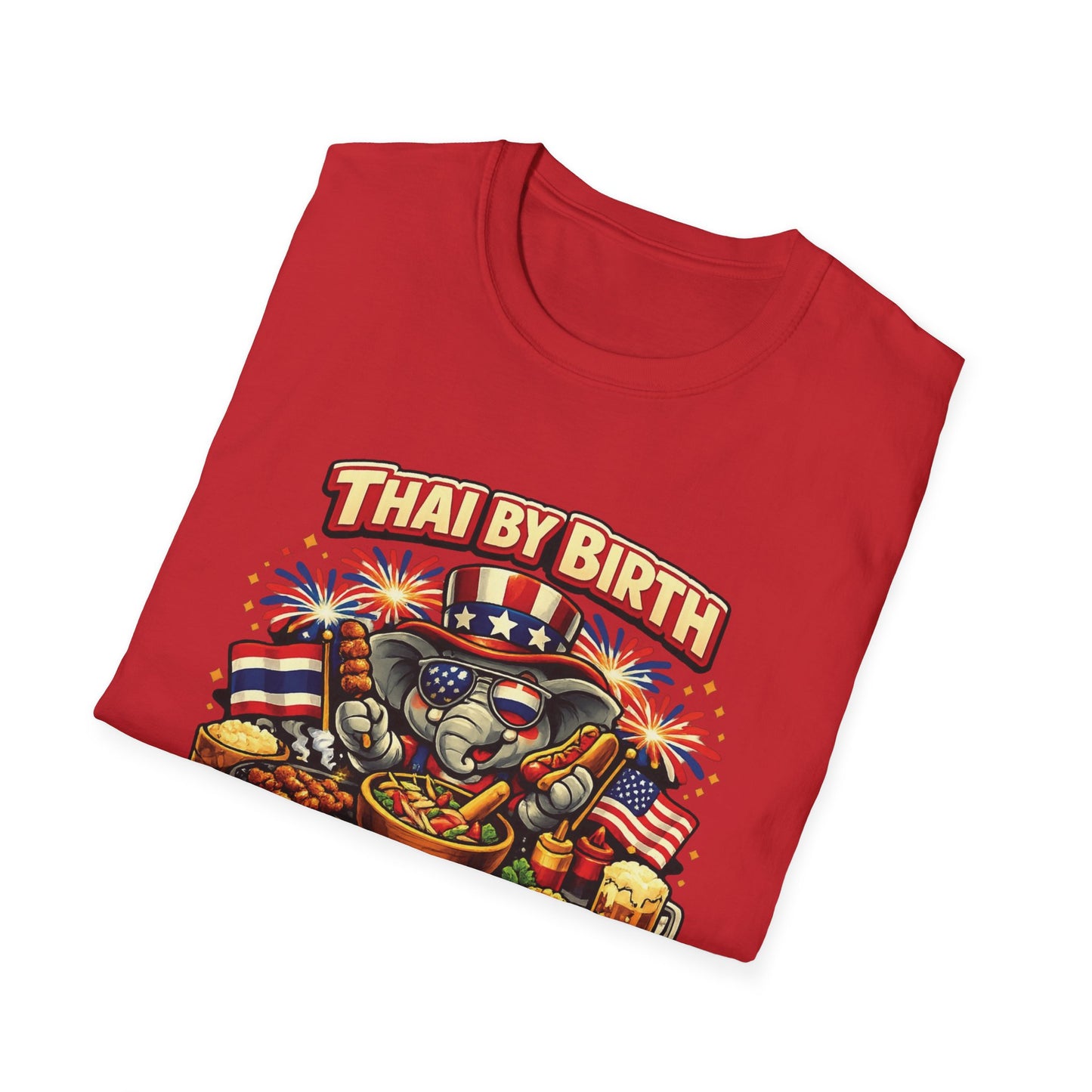 Thai by birth, American by BBQ Unisex Softstyle Tee