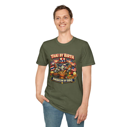 Thai by birth, American by BBQ Unisex Softstyle Tee