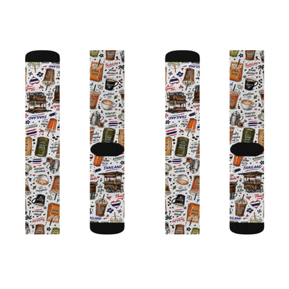 Thai Drinks Patterns Crew Socks