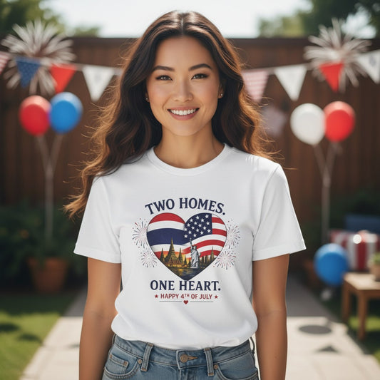 Two Homes One Heart 4th of July Tee
