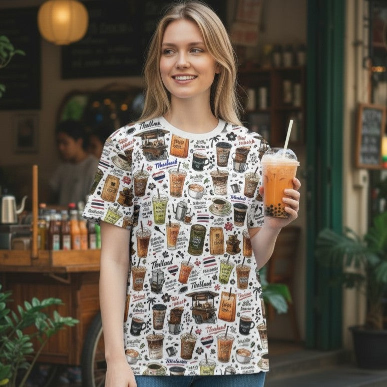 Thai Drinks Printed Unisex Cut & Sew Tee (AOP)
