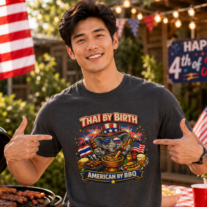 Thai by birth, American by BBQ Unisex Softstyle Tee
