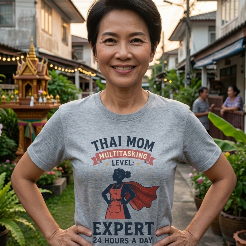 Thai Mom Multitasking Level: Expert 24 Hours a Day Tee