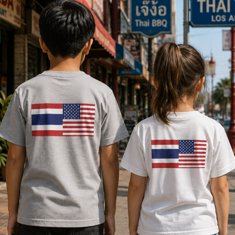 Thai-American Flags Kids Softstyle Tee