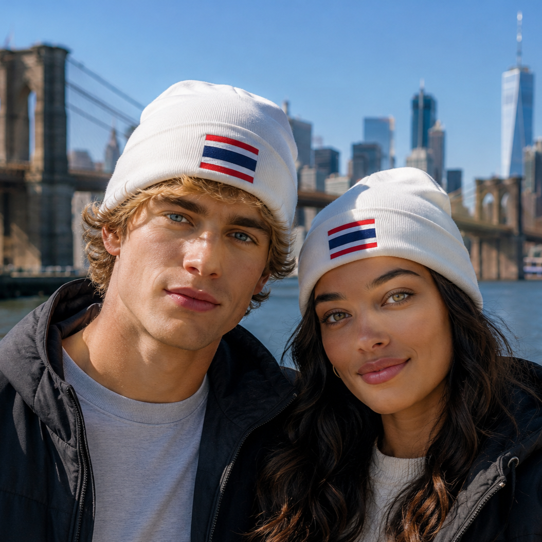 Thailand Flag Knit Beanie (Embroidery)