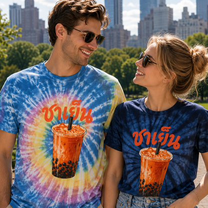 ชาเย็น Thai Iced Boba Milk Tea Unisex tie-dye Tee