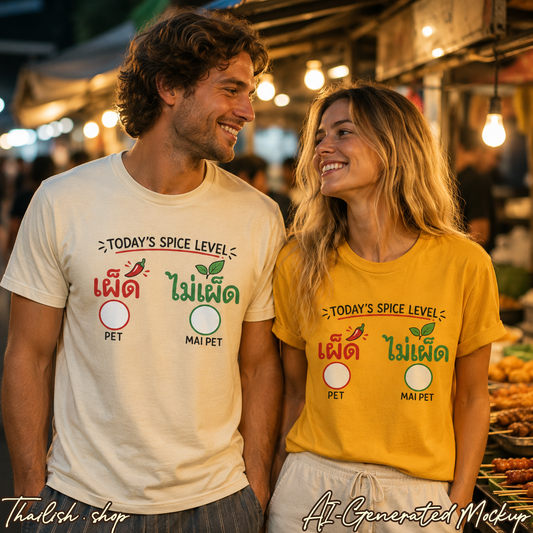 เผ็ด or ไม่เผ็ด Today's Spice Level with check box Unisex Heavy Cotton Tee