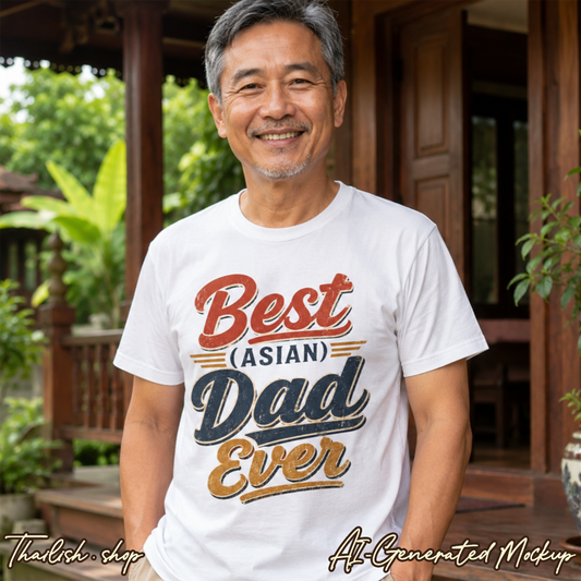 Best (Asian) Dad Ever Vintage Retro Dad Tee