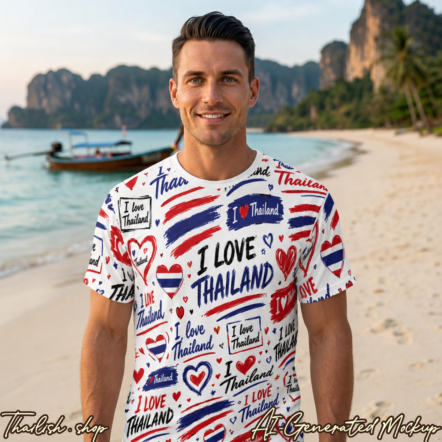 I Love Thailand Unisex Cut & Sew Tee (AOP)