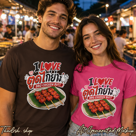 I Love ตูดไก่ย่าง BBQ Chicken Butt Tee