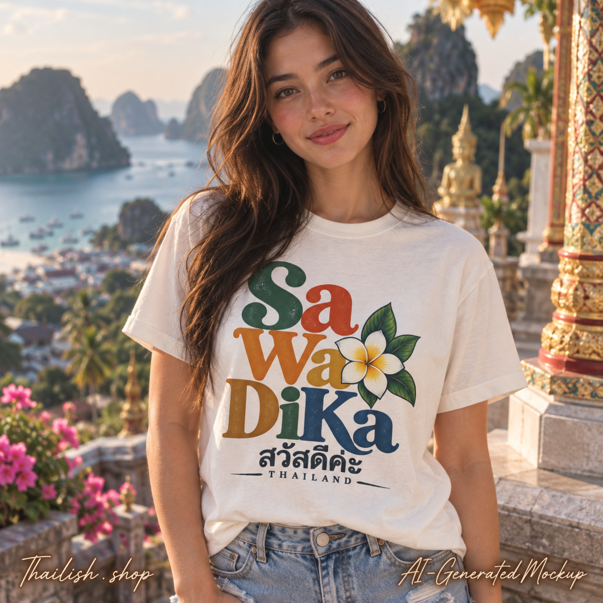 SaWaDiKa Vintage Greeting Thailand Heavy Cotton T-Shirt