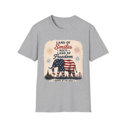 Land of Smiles Meets Land of Freedom 4th of July Unisex Tee