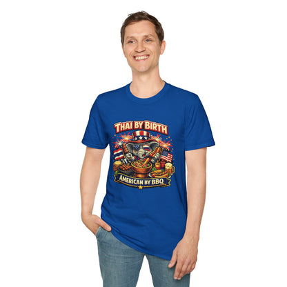 Thai by birth, American by BBQ Unisex Softstyle Tee