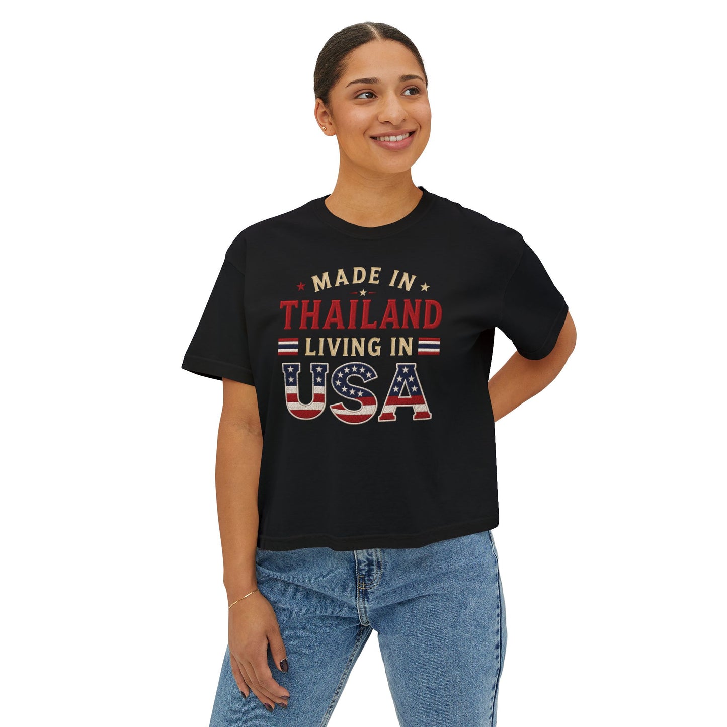 Made in Thailand Living in USA Women's Boxy Tee