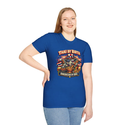 Thai by birth, American by BBQ Unisex Softstyle Tee