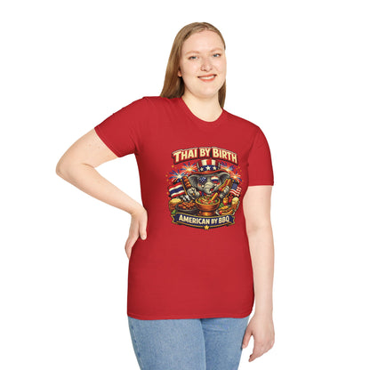 Thai by birth, American by BBQ Unisex Softstyle Tee