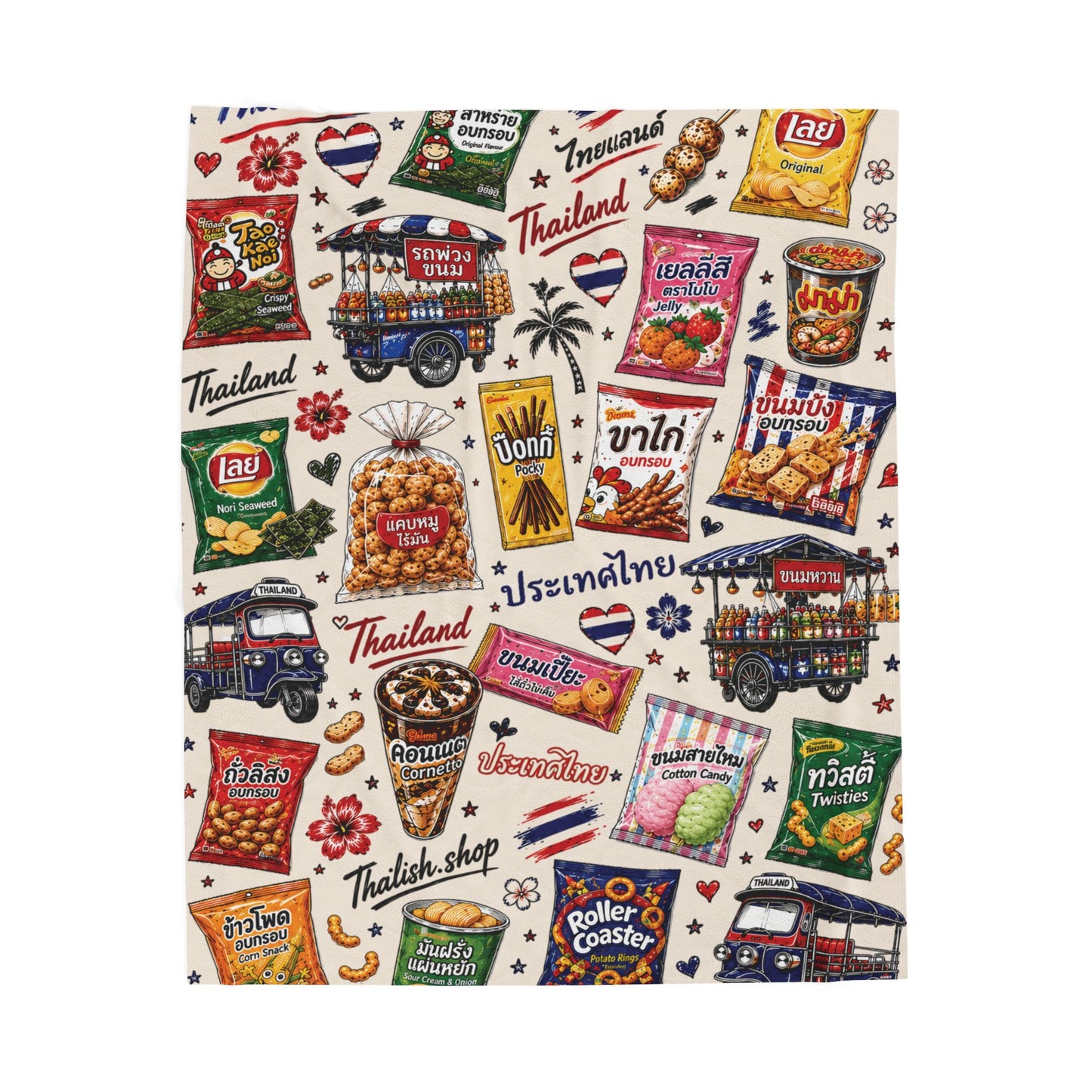 Thai Snacks Velveteen Plush Blanket