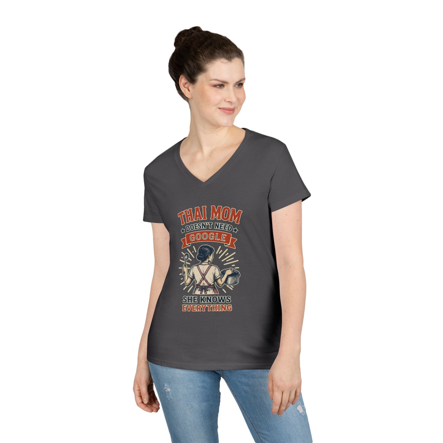 Thai Mom Doesn’t Need Google, She Knows Everything V-Neck Tee