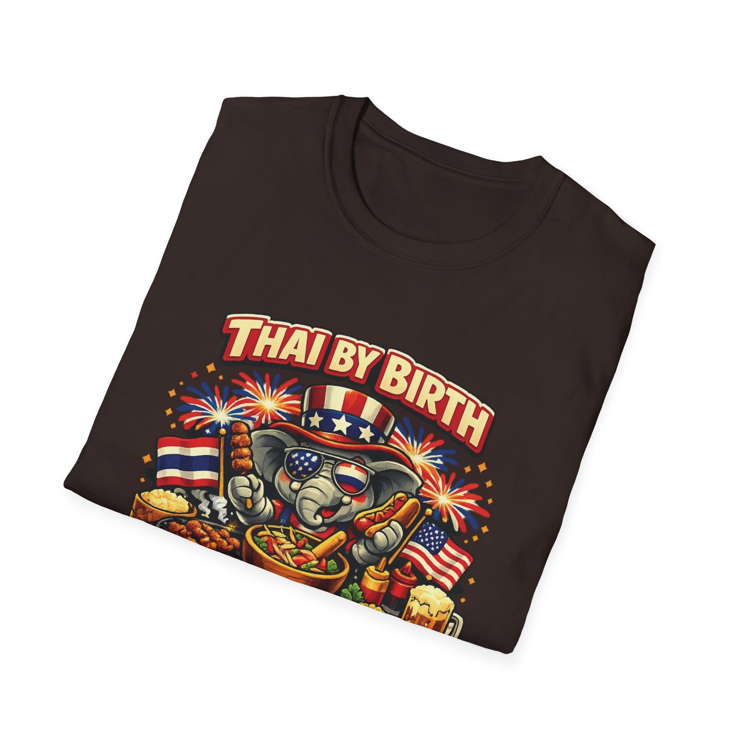 Thai by birth, American by BBQ Unisex Softstyle Tee