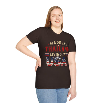 Made in Thailand, Living in USA Unisex Softstyle Tee