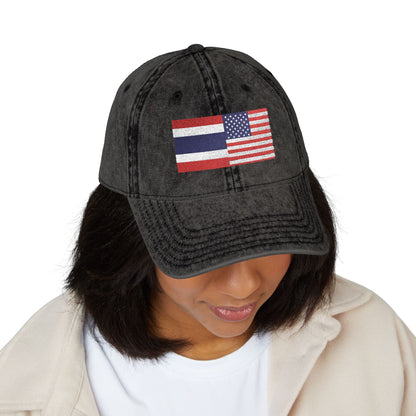 TH+US Flags Vintage Embroidered Baseball Cap