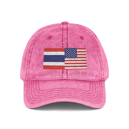 TH+US Flags Vintage Embroidered Baseball Cap