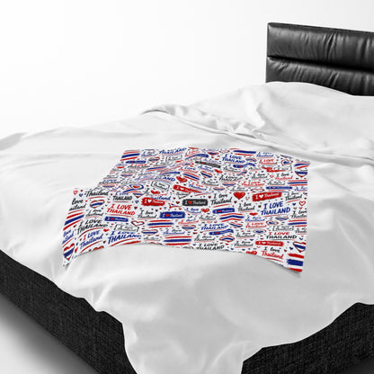 I Love Thailand Velveteen Plush Blanket