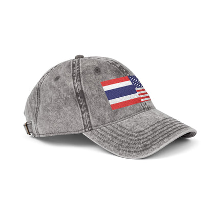 TH+US Flags Vintage Embroidered Baseball Cap