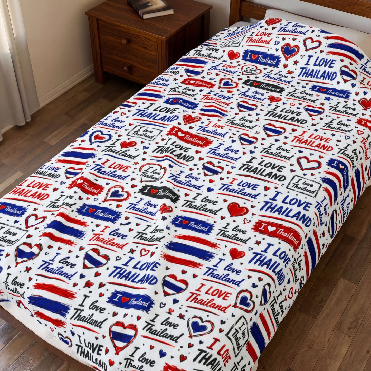 I Love Thailand Velveteen Plush Blanket