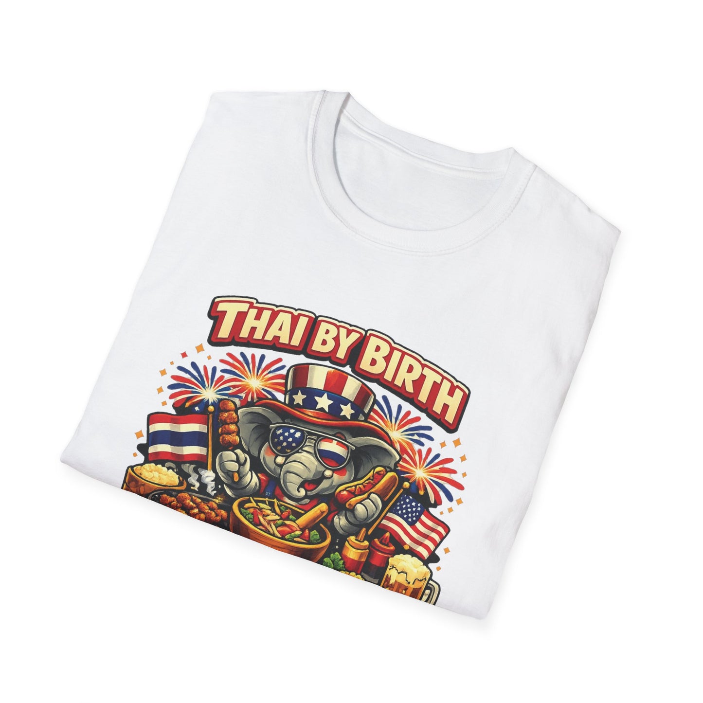 Thai by birth, American by BBQ Unisex Softstyle Tee