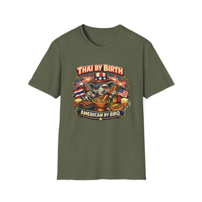 Thai by birth, American by BBQ Unisex Softstyle Tee