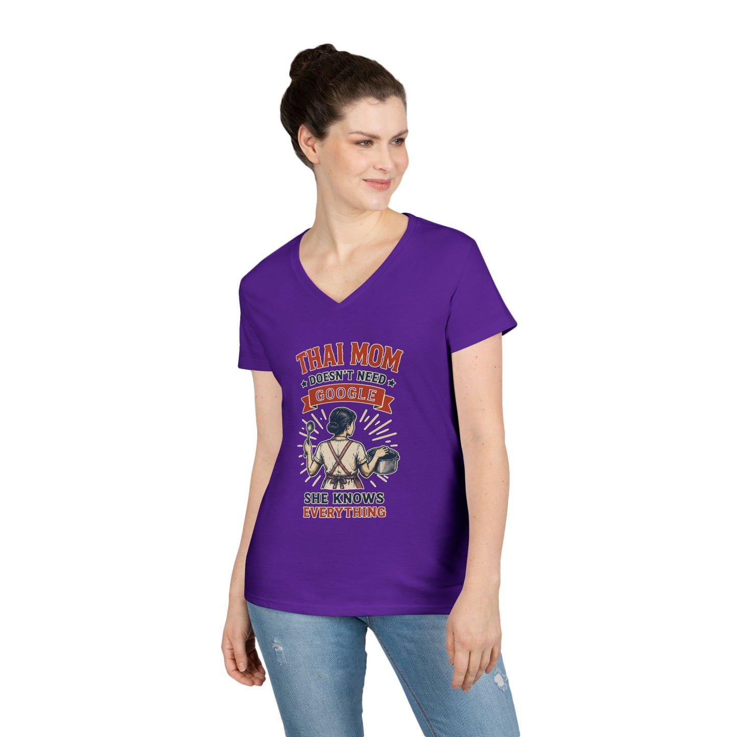 Thai Mom Doesn’t Need Google, She Knows Everything V-Neck Tee