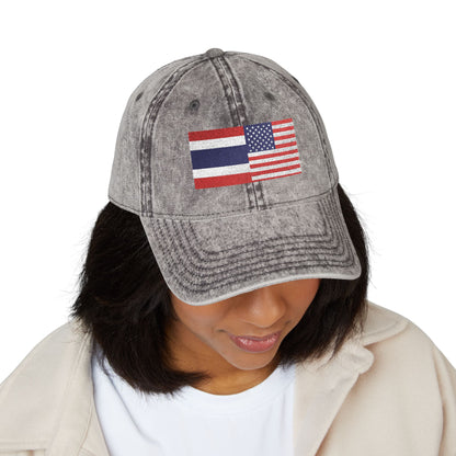 TH+US Flags Vintage Embroidered Baseball Cap
