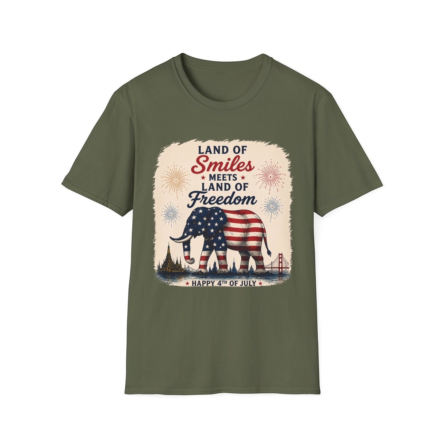 Land of Smiles Meets Land of Freedom 4th of July Unisex Tee