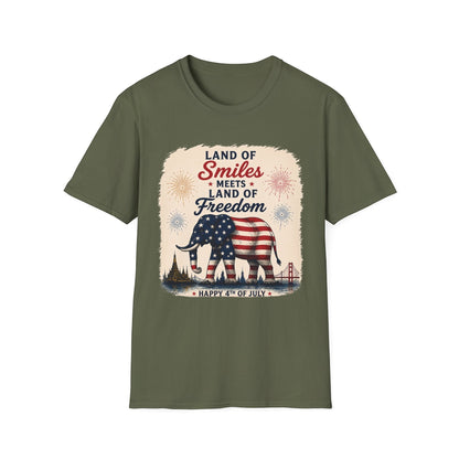 Land of Smiles Meets Land of Freedom 4th of July Unisex Tee