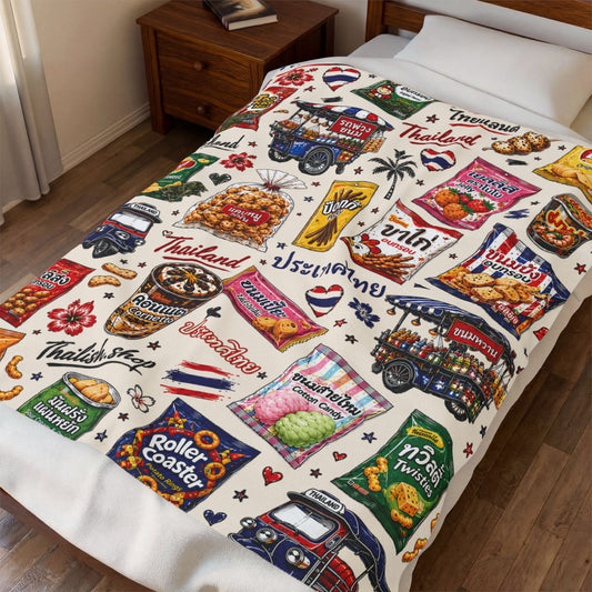 Thai Snacks Velveteen Plush Blanket