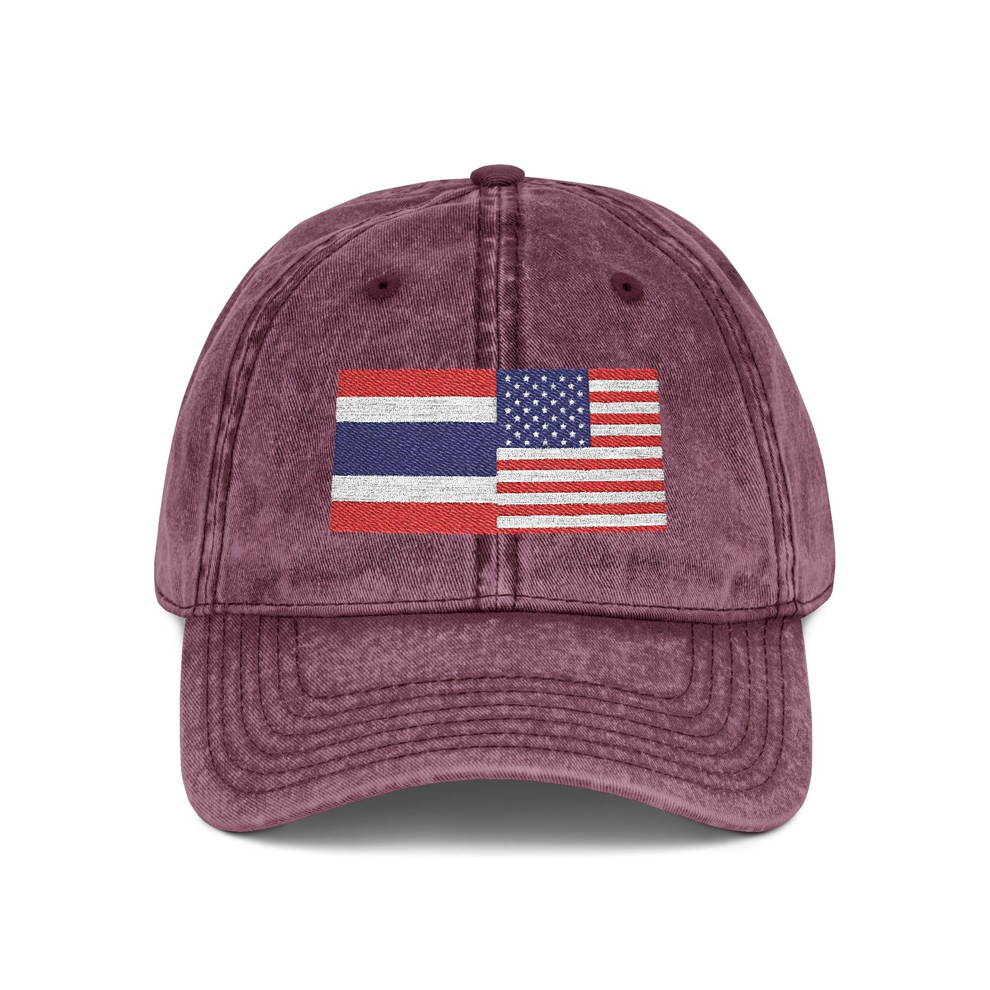 TH+US Flags Vintage Embroidered Baseball Cap