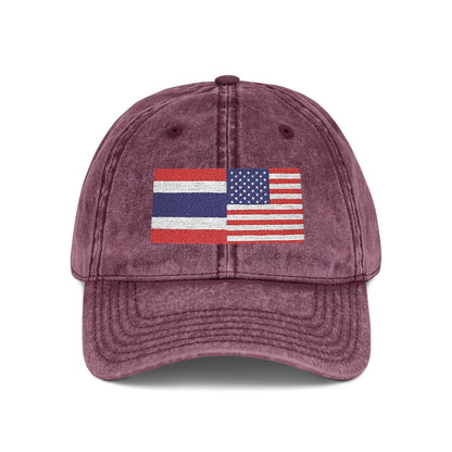 TH+US Flags Vintage Embroidered Baseball Cap