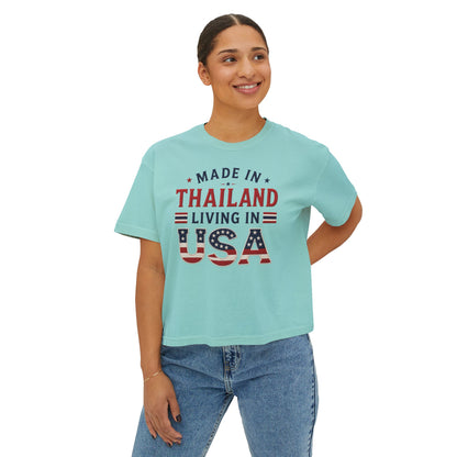 Made in Thailand Living in USA Women's Boxy Tee