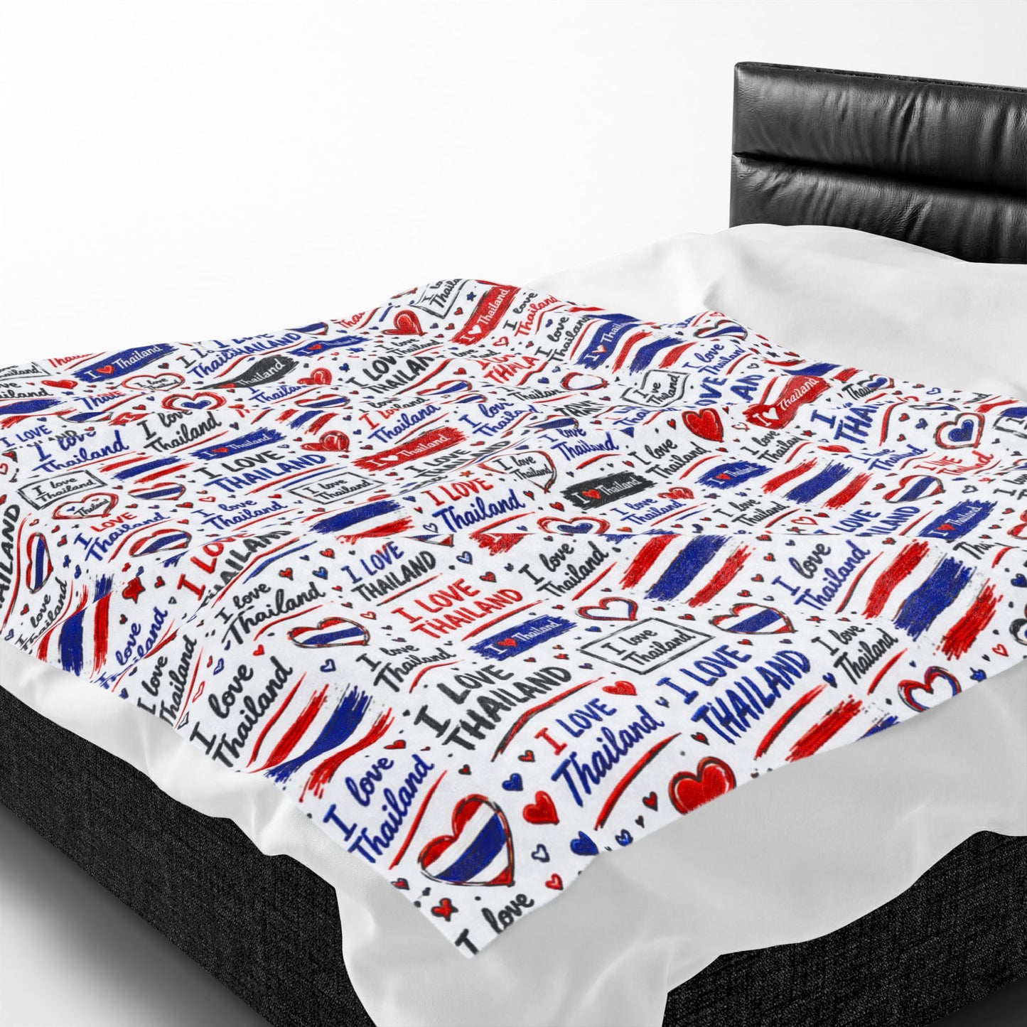 I Love Thailand Velveteen Plush Blanket