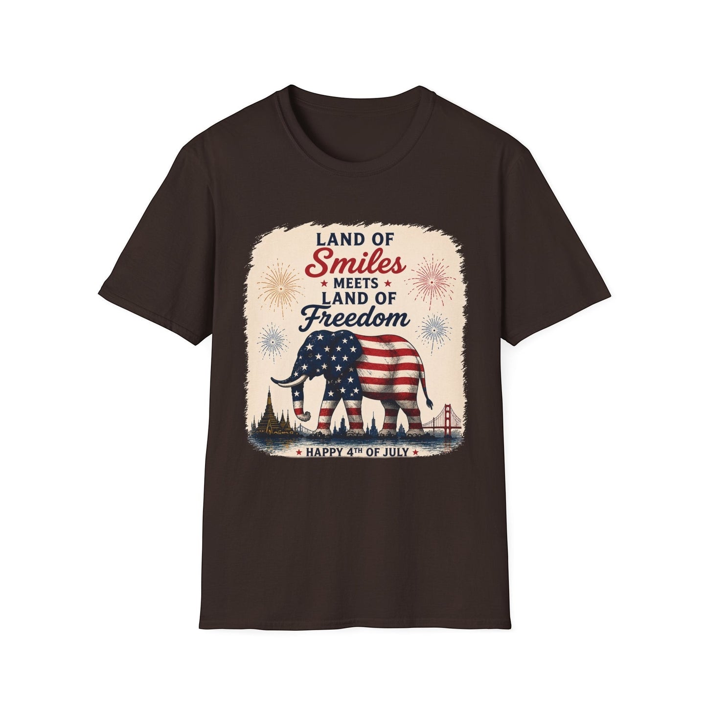 Land of Smiles Meets Land of Freedom 4th of July Unisex Tee