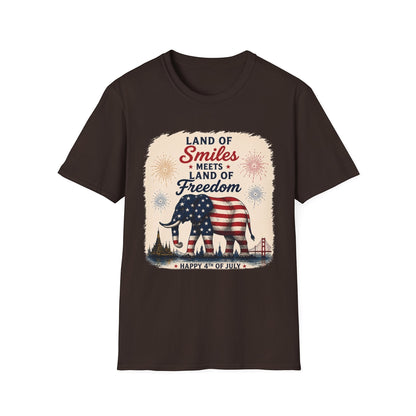 Land of Smiles Meets Land of Freedom 4th of July Unisex Tee