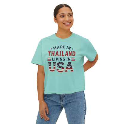 Made in Thailand Living in USA Women's Boxy Tee