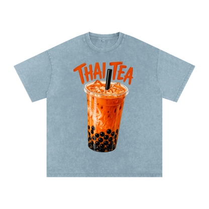 Thai Tea Snow Washed Oversized Unisex Cotton T-Shirt